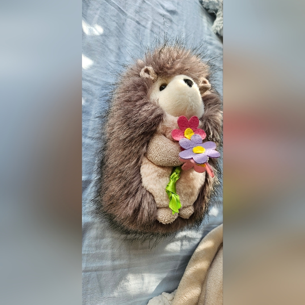 Plush Hedgehog Toy with Flower